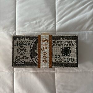 Crystal money stack clutch